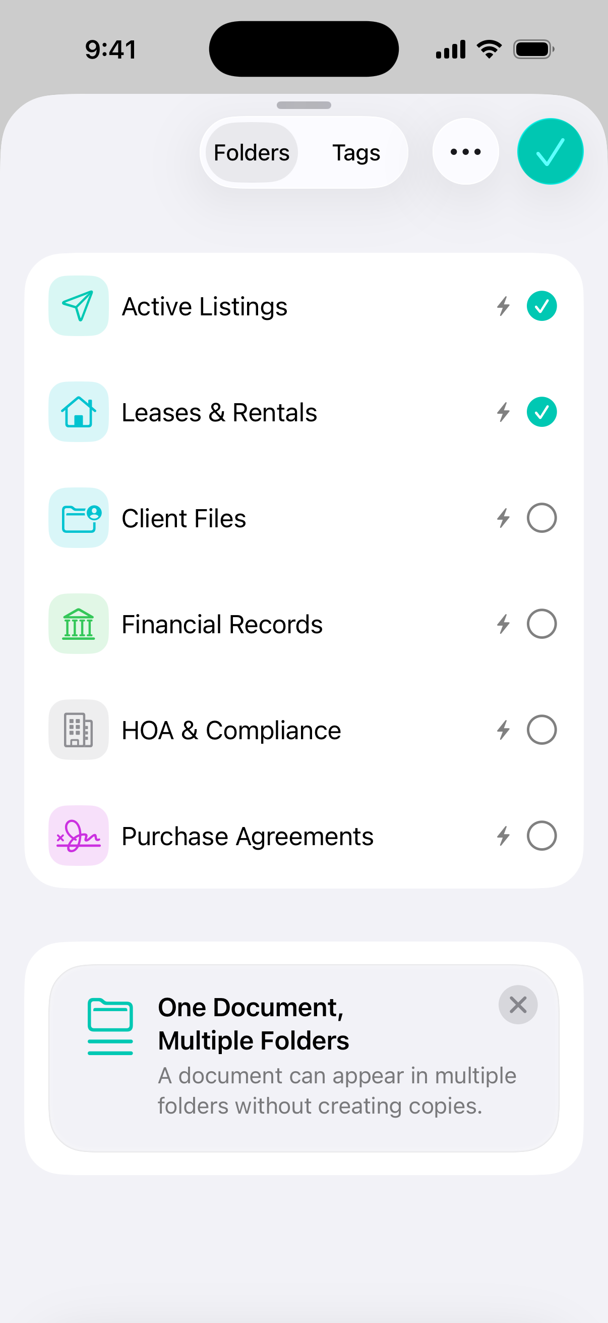 Smart Folders and Tags organizing documents